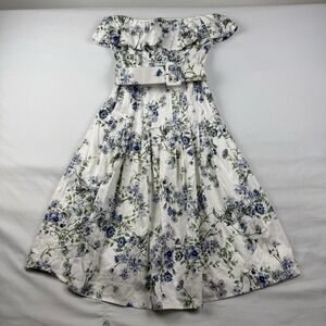 Antonio Melani Women's Dress Size 2 Purple Floral Easter Off The Shoulder Lined